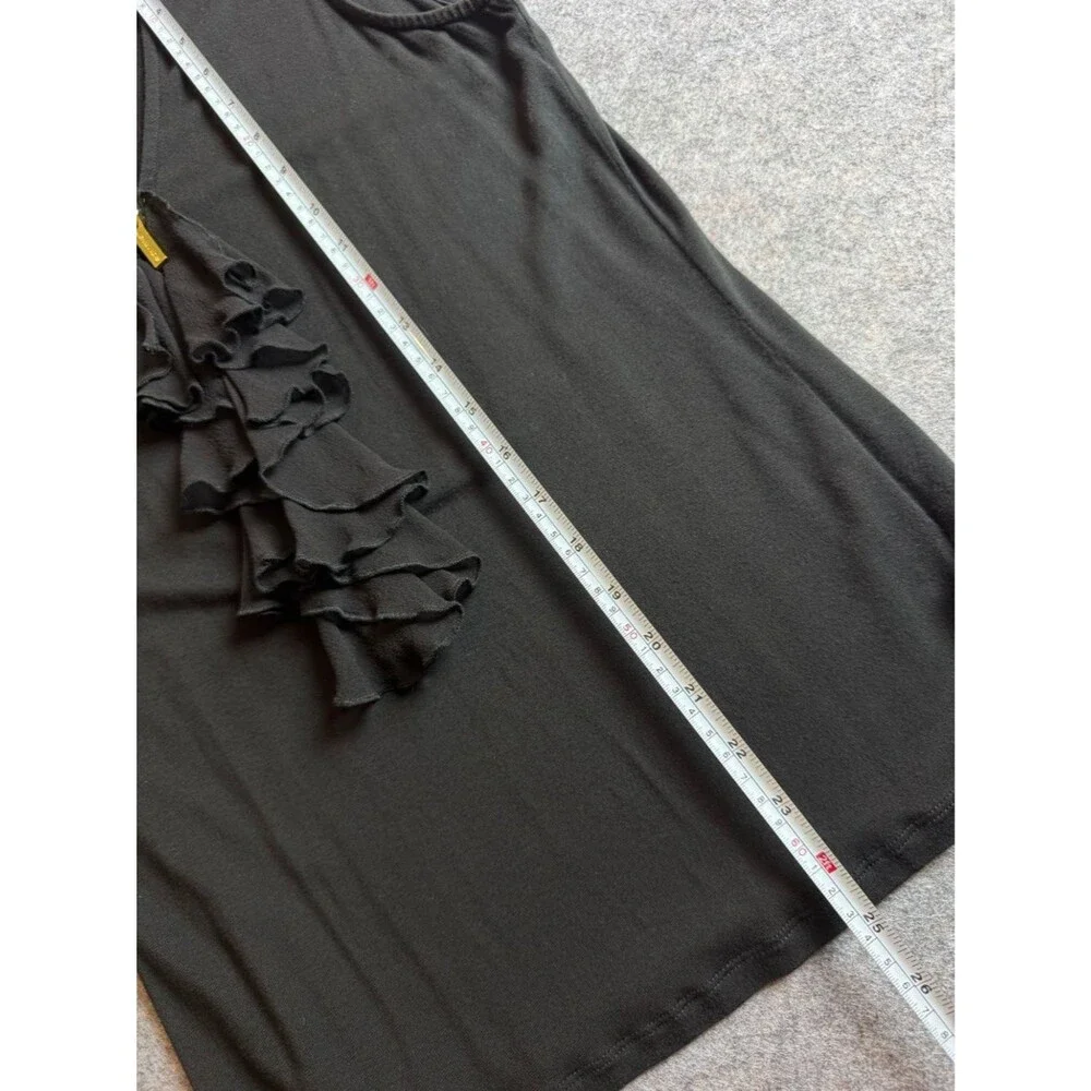Michael Kors Women Black Tank Top Front Zipper with Ruffles - Size M (A201)